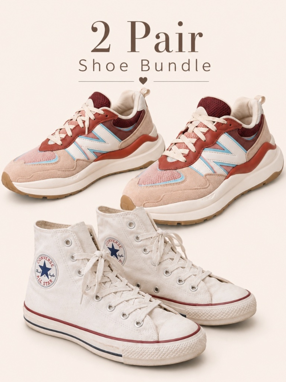 Bundle of 2 sneakers Converse + New Balance